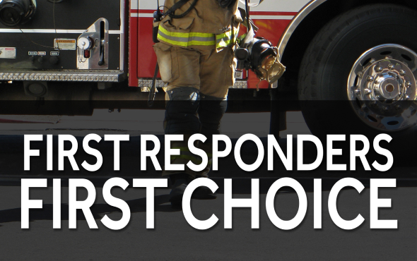 Graphic displaying “First Responders’ First Choice” highlighting Milburn Flooring.