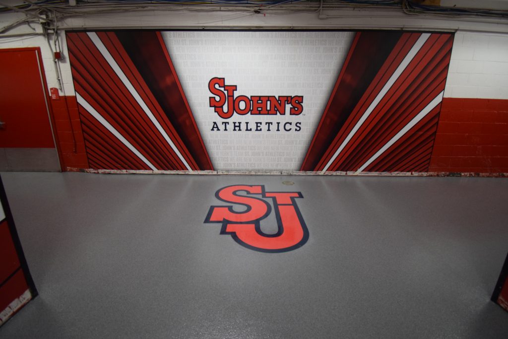 Slip-resistant flooring installed in a school gym to improve student safety