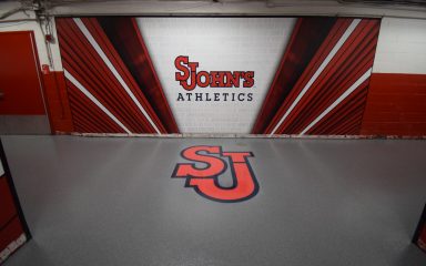 Slip-resistant flooring installed in a school gym to improve student safety
