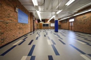Durable, safe school lobby flooring with modern design, part of a school flooring safety checklist
