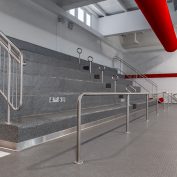 Bleachers overlooking pool for spectators